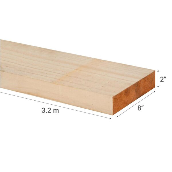 3052 Madera Seca Cepillada 2X8X3.20 Mt C/U