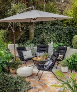 Juego de Balcón de Terraza Sao Paulo 4 Personas Negro