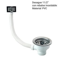 Desague Tina 11/2 con Rebalse Regilla Inox.