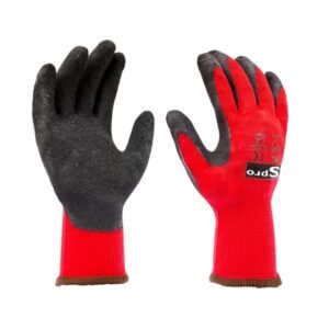 Guante Palma Latex Negro Ribete Rojo x Par