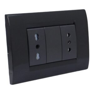 Enchufe Embutido Doble 10 Amp + 10-16 Amp Negro Kalop