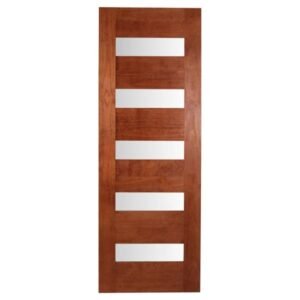 Puerta Pino Cerezo 5 Vidrios 80cms x 2mts