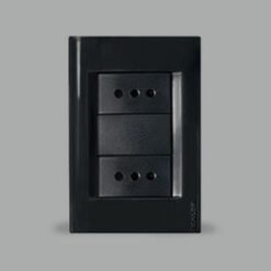 Enchufe Embutido Doble Negro Kalop