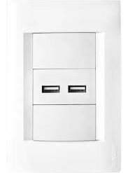 Toma Usb Doble + Enchufe Doble Embutido Blanco Kalop