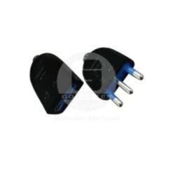 Enchufe Macho 2p+10a Negro Ekoline