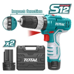 Taladro Percutor Inalambrico 10 mm 20 Nm 2 Baterias + Cargador 12v Total (TIDLI1232)