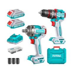 Kit Taladro Percutor  + Llave Impacto 20V + Accesorios TCKLI20275 Total