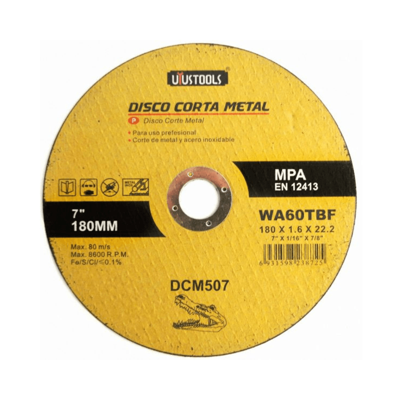 Disco Corte Metal 7" Fino 180mm Uyustools DCM507
