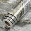 Rollo de Papel Tapiz Vinilo Autoadhesivo Gris Claro con Líneas Doradas Mármol 1.22 x 2.44mts (ADH 4C)